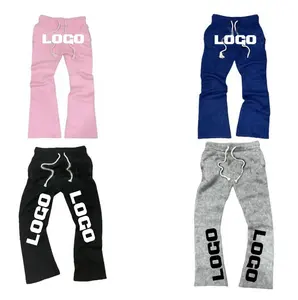 Manufacture Custom LOGO High Quality Plus Size Men's Mohair Pants Baggy Wool Plain Oversize Unisex Shorts Fuzzy Stacked Pants