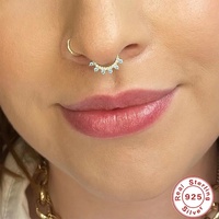 Anneaux de nez Gaby en argent sterling 925, septum clicker, zircone rose, rook clicker, anneaux de nez pour femmes, bijoux fins, bijoux de piercing