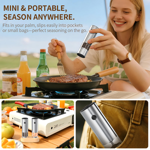 Juego de Molinillos de Sal y Pimienta Recargables de Acero Inoxidable, Molinillos Eléctricos Automáticos con Base de Almacenamiento para Uso en Restaurantes - Product Image 5
