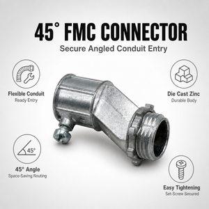 Conector de tornillo de ajuste desviado de 1/2 pulgada <span class=keywords><strong>EMT</strong></span> para caja, de zinc fundido a presión, para conducto de hormigón - Product Image 1