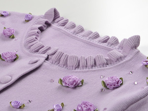 Lady French Style O-neck Long Sleeve Single-breasted <strong>Cardigan</strong> Slips Mini Dress Women Solid Knit Flowers <strong>Twin</strong> <strong>Sets</strong> - Product Image 4