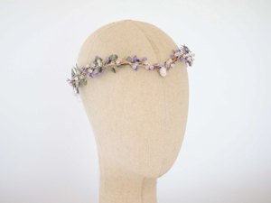 تاج زفاف فاخر مصنوع يدويًا من نيانكان للنساء، تاج زهري بلون اللافندر، تاج كريستالي على شكل عصابة رأس للعرائس - Product Image 4
