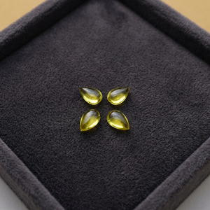 Quartz vert or en forme de poire, pierres précieuses en vrac aux couleurs vives |   Larme de couleur jaune-vert pour la fabrication de bijoux - Product Image 1