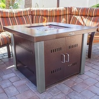 38 pouces (environ) Table de foyer extérieur au propane de 96,5 cm avec foyer transparent et finition bicolore