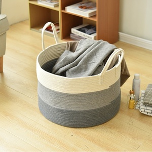 Custom Home Storage Organization Cotton Rope Storage Basket,Big Kids Toys Bins Hamper Collapsible Laundry Storage Baskets