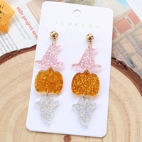 Halloween acrylique fantôme esprit chauve-souris goutte boucles d'oreilles pentagramme coloré mode pour les femmes à la mode accessoire Bijoux Bijoux