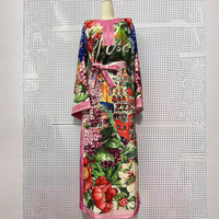 Robe longue ample en coton et polyester pour femme, style rétro, imprimé géométrique, taille lacée, ourlet droit, jupe fendue, collection transfrontalière 2026
