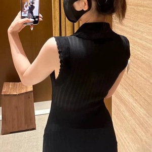OUDINA Abbigliamento Femminile Francese, Elegante Abito Aderente da Festa, <span class=keywords><strong>Lungo</strong></span> <span class=keywords><strong>in</strong></span> Pizzo Senza Maniche, <span class=keywords><strong>Nero</strong></span> Lavorato a <span class=keywords><strong>Maglia</strong></span>, <span class=keywords><strong>Vestito</strong></span> Casual da Donna - Product Image 3