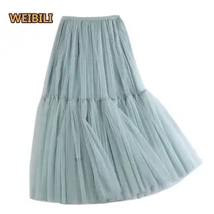 New Versatile And Fresh Puffy Bottoming Skirt Is Thin And Stitched Multi-Layer Mesh Skirt