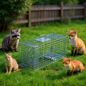 Trampa Plegable de Alambre Galvanizado para Captura Viva de Mapaches, Zorros, Gatos, Castores y Marmotas - Trampa Portátil para Animales - Product Image 2