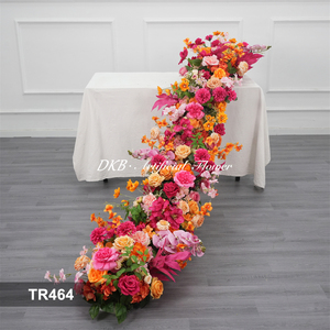 Wedding Artificial Flowers Row for party Decoration pink Flowers Row Arrangement Table <b>Runner</b> Artificial Flowers - Product Image 2