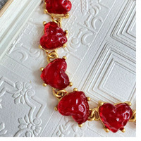 Moda Vintage Macaron Color cadena con cuentas Lava serie corazón collar de cristal para ocasiones de aniversario