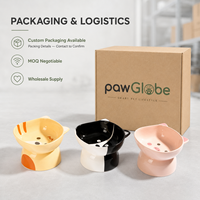 Vente en gros, faible MOQ, gamelle pour chat en céramique inclinée et surélevée, design mignon, gamelle d'alimentation pour animaux de compagnie, logo personnalisé, marque privée, fourniture OEM ODM