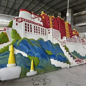 Escultura Heyun, Relieve del Palacio de Potala, Mural de Fibra de Vidrio Impreso en 3D, Arte Mural Personalizado para Exteriores, para Parques y Espacios Verdes - Product Image 1