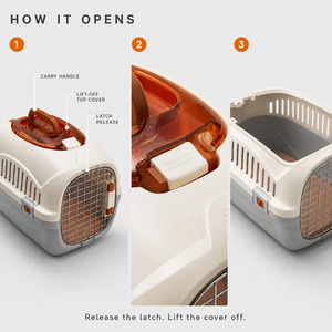 Cage de transport pliable pour animaux de compagnie en plastique grande capacité, pour chat et chien, avec porte en maille métallique - Product Image 5