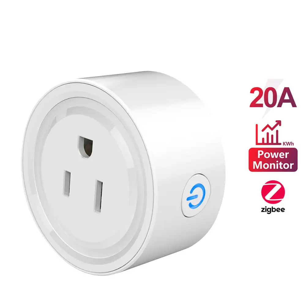 Power Monitor 20A 16A Plug US Control Outlet Energy Monitoring Electrical Timer Tuya ZigBee Smart Socket For Alexa Google Home