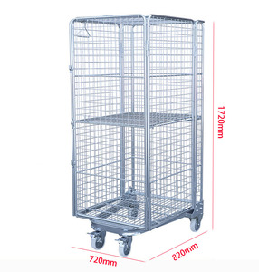 Chariot à paniers métalliques soudés en acier Q235, électrogalvanisé, robuste, capacité 500 kg, pliable, mailles 50x50 mm - Product Image 1