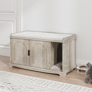 Meuble pour animaux de compagnie avec bac à <span class=keywords><strong>litière</strong></span> dissimulé, maison pour <span class=keywords><strong>chat</strong></span> en bois moderne pour l'intérieur - Product Image 3
