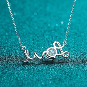 LOVE Letter Alphabet Pendant 18k Real Solid White Gold VVS1 D Clarity Lab Grown Diamond Eternity Luxury Fine Jewelry - Product Image 5