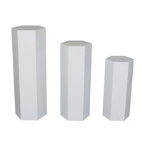 Pieds de présentation cylindriques noirs modernes en fer pour mariages, événements, plateformes de présentation carrées et fêtes hexagonales