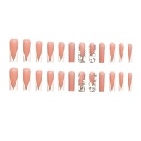 24 Uñas Postizas Largas Tipo Bailarina con Diseño de Diamantes Brillantes, ABS, Cobertura Completa, Personalizables, Estilo Candy