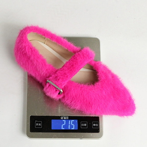 Big Size 45 Women Custom Styles Plush Fur <b>Sandals</b> Dress Pointed Toe Wide Fit Fluffy Furry Buckle Flat Shoes - Product Image 6