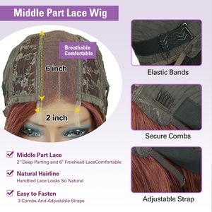 Fh Trực Tiếp Bán Buôn #35 Màu Sắc Tốt Khối Lượng 2x6 <span class=keywords><strong>Bob</strong></span> Tóc Giả Ren Trong Suốt Tóc Con Người Tóc Giả Ren Phía Trước Tóc Giả - Product Image 3