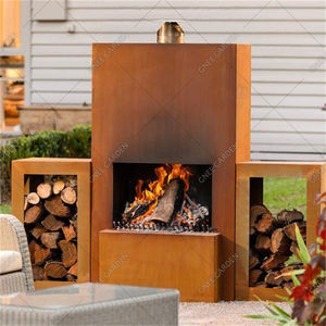 Modern Metal <b>Grill</b> Fire Pit Bowl Corten Steel Wood-Burning for Outdoor Kitchen & Terrace Freestanding Design-for <b>Camping</b> Parties - Product Image 3