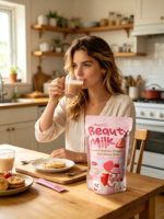Poudre de Collagène Peptidique OEM Éclaircissante à la Fraise - Certifiée ISO, Hydratante et Éclaircissante pour la Peau, 18g, Multi-saveurs, Nutritive