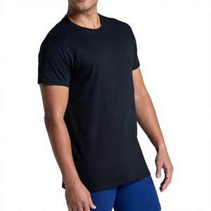 Camiseta de Manga Corta para Hombre, Cuello Redondo, Color Negro, Corte Ajustado, Informal, de Algodón Jersey, Transpirable, con Logotipo Tejido en la Parte Delantera - Product Image 1