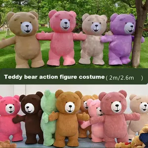 2m 2.6m Adult Size Colorful Plush Inflatable Teddy Character Cartoon Suit Cosplay Bear Mascot Costume For Sale