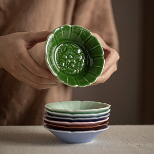 Assiette à pâtisserie miniature en céramique, forme de lotus en porcelaine, plateau à fruits, style zen pour salon de thé, accessoires écologiques pour café et thé - Product Image 2