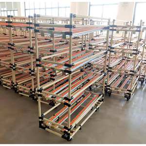 AOCHEN 산업용 조정 가능한 중력 롤러 선반 창고 보관용 스틸 플로우 랙 선반 시스템 - Product Image 1