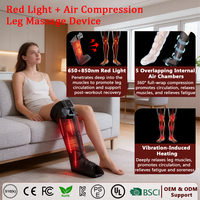 Luftkompressions-Beinmassagegerät mit Rotlicht 660nm 850nm, CE FCC RoHS KC PSE, 5 Kammern, Wärme, Vibration, Kabellos, Wiederaufladbar, Wellness