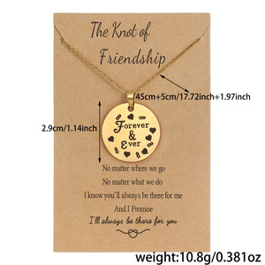 Collar con colgante de amor para madre e hija, de acero inoxidable, dorado, redondo, regalo para el Día de la Madre, joyería con tarjeta - Product Image 4