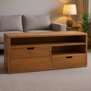 Mobile TV in Legno Massello di Teak 35,4 X 11,8 X 15,7 Pollici, Arredamento per Soggiorno con Spazio di Archiviazione, Design Moderno e Minimalista - Product Image 2