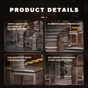 New Model <strong>Industrial</strong> Oil Drum Metal <strong>Design</strong> Restaurant Furniture High bar Table and Chairs High <strong>Top</strong> bar Tables and Tall Chair - Product Image 5