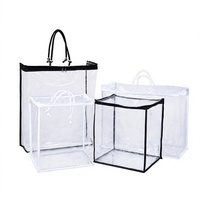Sac de rangement transparent avec fermeture éclair et poignées en corde