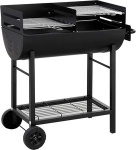 Advanced 41cm Round Charcoal <b>Grill</b> Lid Adjustable Air <b>Vent</b> Portable Modern Cast Iron BBQ Kettle Barbecue Trolley Outdoor Garden - Product Image 1