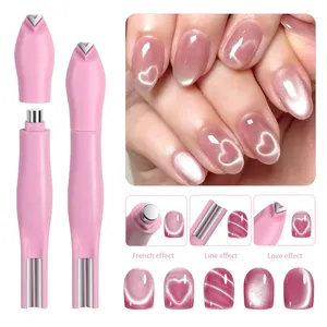 1 pièce Stylo aimanté 3-en-1 pour nail art, formes Cœur, Œil de chat, Double ligne, Lune, Serpent, French, pour vernis gel magnétique et outils de manucure - Product Image 2