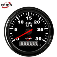 Nouveau tachymètre universel ECMS avec compteur d'heures, 3000 tr/min, 85 mm, 9-32 V, rétroéclairage rouge