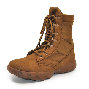 Botines de combate táctico de cuero genuino de malla EVA marrón para hombre, 0,8 kg/par, suela de goma Vibram, zapatos de entrenamiento de verano con cordones - Product Image 1