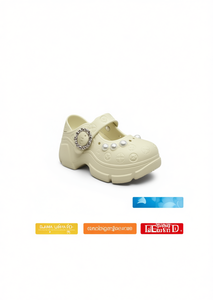 Zoccoli con perle stile Mary Jane, scarpe estive per donne e ragazze, taglia 19, suola morbida e leggera in EVA, tomaia in plastica - Product Image 1