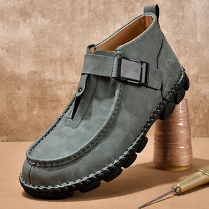 New <b>Men's</b> Casual <b>Shoes</b> Handmade Leather <b>Shoes</b> Soft-sole Non-slip Outdoor <b>Work</b> <b>Shoes</b> <b>Men</b> Fashion Youth Microfiber Ankle Boots - Product Image 4