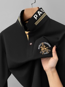 Nueva Camiseta de Manga Larga para Hombre <span class=keywords><strong>Paul</strong></span>, de Algodón Mercerizado, Transpirable, que Absorbe la Humedad, con Logotipo Frontal Juvenil para Negocios - Product Image 2