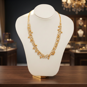 Collier élégant à plusieurs rangs en or et perles, avec des perles dorées suspendues, collier long traditionnel léger pour femmes - Product Image 6