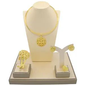 Set Perhiasan Gaya Etiopia Cantik, Set Perhiasan Berlapis Emas 24K Desain Roda Bulat Emas 2019 4 Buah Set Perhiasan