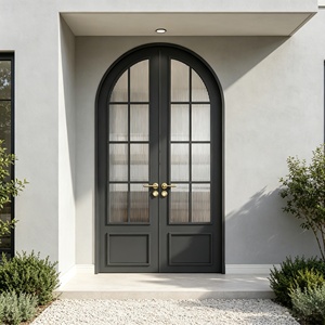 Puertas de Entrada Arqueadas Francesas de Lujo para Villa, Personalizadas, con Aislamiento Acústico, Acabado en Aleación de Aluminio y Madera, Resistentes a la Intemperie - Product Image 4