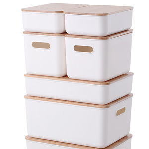 Bamboo cover Bamboo lids Plastic Storage Basket plastic storage bins for use in kitchen, pantry, living room, and more bamboo