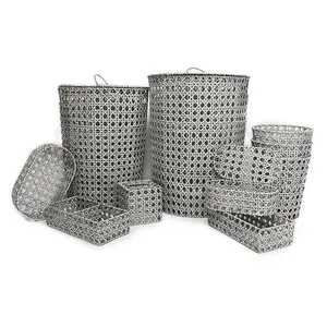10PCS Set Hochwertige haltbare Hand PE Kunststoff Rattan gewebte Wäsche Lagerung Home Storage Basket Hersteller